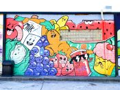 Lotus Eaters Club<br/>2020 - 2024<br/><span style= "font-size: 6pt">33.74388198569167,-84.43863966937073</span> Street Art Mural formerly in Westview Atlanta by Lotus Eaters Club featuring anthropomorphic food in Westview Atlanta