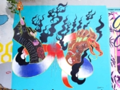 Ting<br/>2020 - 2024<br/><span style= "font-size: 6pt">33.75098386602548, -84.36769956999785</span> Street Art Mural formerly in Cabbagetown Atlanta by Ting featuring two hands