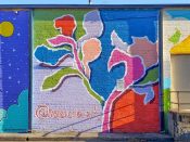 Helen Choi<br/>2020 - 2024<br/><span style= "font-size: 6pt">33.74373254649592,-84.43885288981329</span> Street Art Mural formerly in Westview Atlanta by Helen Choi featuring a stylized plant