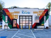 Erica Chisolm, @thaarthealer, Tiffany LaTrice<br/>2020 - 2022<br/><span style="font-size: 6pt">33.74236338045355, -84.4369408555354</span> Street Art Mural formerly In Westview Atlanta by Erica Chisolm, @thaarthealer, Tiffany LaTrice featuring "Count every vote"