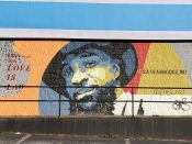 Enec<br/>2020 - 2021<br/><span style= "font-size: 6pt">33.77147493701565,-84.3713711724422</span> Street Art Mural formerly in Old Fourth Ward Atlanta by Enec featuring a man wearing a hat