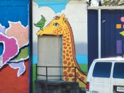 Ryshu<br/>2020 - 2024<br/><span style= "font-size: 6pt">33.74370348064066, -84.43890219736384</span> Street Art Mural formerly in Westview Atlanta by Ryshu featuring a giraffe & a bird