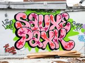 Dr. Dax (Dax Rudnak)<br/>2020 - 2023<br/><span style= "font-size: 6pt">33.75414262244422, -84.3765029587157</span> Graffiti Piece formerly in Sweet Auburn Atlanta by Dr. Dax (Dax Rudnak) featuring pink lettering