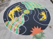 NNEKKAA (Neka King) & Matthew Evans<br/>2020 - 2022<br/><span style= "font-size: 6pt">33.75567713053105, -84.37618494234546</span> Street Art Mural formerly In Sweet Auburn Atlanta by Neka King and Mathew Evans featuring a maze