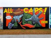 Killamari and Chris Wright (Chris Makes Art)<br/>2021 - 2022<br/><span style= "font-size: 6pt">33.75250109769405, -84.36241174063046</span> Street Art Mural formerly in Cabbagetown Atlanta by Killamari and Chris Makes Art memorializing MF DOOM