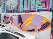 Temika Grooms<br/>2021 - 2022<br/><span style= "font-size: 6pt">33.766965974654006, -84.34964539238466</span> Street Art Mural formerly in Little Five Points Atlanta by Temika Grooms featuring four silhouettes and "vote"