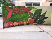 Patricia Hernandez<br/>2021 - 2022<br/><span style= "font-size: 6pt">33.756748112272184, -84.36590305117657</span> Street Art Mural formerly in Old Fourth Ward Atlanta by Patricia Hernandez featuring flowers and leaves