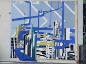 Artist ?<br/>2018 - 2021<br/><span style= "font-size: 6pt">33.778356684654725, -84.38860579155732</span> Street Art Mural formerly in Midtown Atlanta by an Unknown Artist featuring a cityscape