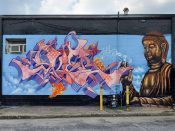 SKIE<br/>2021 - 2022<br/><span style= "font-size: 6pt">33.76668147560329,-84.3496717326343</span> Graffiti Piece formerly in Little Five Points Atlanta by SKIE featuring Buddah