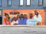 Sofahood<br/>2021 - 2024<br/><span style= "font-size: 6pt">33.763435296191936, -84.39700099889433</span> Street Art Mural formerly in Downtown Atlanta by Sofahood featuring Atlanta hometown heroes