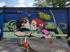 Chris Veal<br/>2021 - 2026<br/><span style= "font-size: 6pt">33.74068453308384, -84.34663699775068</span> Street Art Mural formerly in East Atlanta by Chris Veal featuring the interior of a car