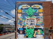 George F. Baker III<br/>2021 - 2022<br/><span style= "font-size: 6pt">33.754408530545895, -84.37162000306796</span> Street Art Mural formerly in Old Fourth Ward Atlanta by George F. Baker III featuring "Hungry for Connection"