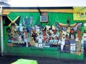 Saleam Bey<br/>2016 - 2024<br/><span style= "font-size: 6pt">33.74831483762769, -84.40471414375615</span> Street Art Mural formerly in Castleberry Hill Atlanta by Saleam Bey featuring a Jamaican Scene