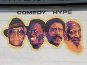 Mike Nice<br/>2021 - 2025<br/><span style= "font-size: 6pt">33.748335391299285, -84.4027286004992</span> Street Art Mural formerly in Castleberry Hill Atlanta by Mike Nice featuring four black comedians