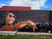 Quake<br/>2021 - 2023<br/><span style= "font-size: 6pt"> 33.77368962565861,-84.36456238330129</span> Street Art Mural on the BeltLine in Buckhead Atlanta by Quake featuring a singer