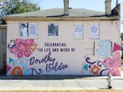 Ayanna Smith<br/>2021 - 2025<br/><span style= "font-size: 6pt">33.76360212788123, -84.41470559268066</span> Street Art Mural formerly in English Avenue Atlanta by Ayanna Smith celebrating the life and work of Dorothy Bolden