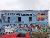 Sever<br/>2021 - 2022<br/><span style= "font-size: 6pt">33.75207960555228, -84.36984711403636</span> Street Art Mural formerly in Old Fourth Ward Atlanta by Sever featuring the Rustoleum Mascot