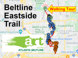 Map of street art, murals, and graffiti on the Atlanta Beltline Eastside Trail