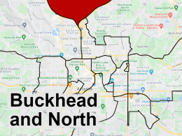 Map of street art, murals, and graffiti in the Atlanta neighborhood of Buckhead and Sandy Springs