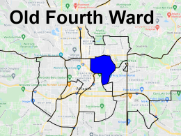 Map of street art, murals, and graffiti in the Atlanta neighborhood of Old Fourth Ward