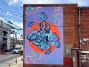 Kendall McCann<br/>2022 - 2022<br/><span style= "font-size: 6pt">33.7544034952304, -84.37162324059183</span> Street Art Mural formerly in Old Fourth Ward Atlanta by Kendall McCann featuring a woman and butterflies