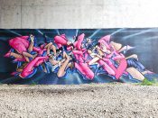 Mr. Totem 2<br/>2022 - 2023<br/><span style= "font-size: 6pt">33.808549557837836, -84.37759644803539</span> Graffiti piece formerly on the BeltLine in Buckhead Atlanta by Mr. Totem 2 featuring Battle Royale vs. Squid Game