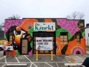 Charmaine Minniefield<br/>2022 - 2022<br/><span style="font-size: 6pt">33.742369816828386, -84.43696436249917</span> Street Art Mural formerly in Westview Atlanta by Charmaine Minniefield featuring a face and flowers