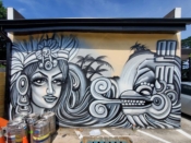 Artist ?<br/>2022 - 2023<br/><span style= "font-size: 6pt">33.74659539870724, -84.37659280995885</span> Street Art Mural formerly in Grant Park Atlanta by an unknown artist featuring Hispanic images