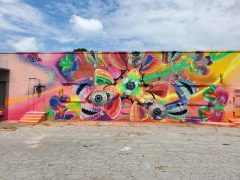 Street Art Mural formerly in Reynoldstown Atlanta by Hiero Veiga featuring eyes and teeth