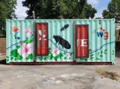 Artist ?<br/>2022 - 2023<br/><span style= "font-size: 6pt">33.7827361067319, -84.36892252491069</span> Street Art Mural formerly on the BeltLine in Midtown Atlanta by an unknown artist features flowers and insects