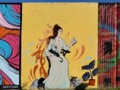 Jessica Locklar<br/>2021 - 2024<br/><span style= "font-size: 6pt">33.75249663747286, -84.36239631793339</span> Street Art Mural formerly in Cabbagetown Atlanta by Jessica Locklar featuring a woman with a book