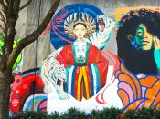 Trudy Tran<br/>2022 - 2024<br/><span style= "font-size: 6pt">33.75208531486498, -84.36397686249299</span> Street Art Mural formerly in Cabbagetown Atlanta by Trudy Tran featuring a woman and tigers