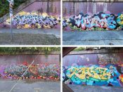 VAYNE and Various Artists<br/>2022 - 2023<br/><span style= "font-size: 6pt">33.72825730585234, -84.36385667993507</span> Graffiti pieces formerly on the BeltLine in Grant Park Atlanta by VAYNE and various writers