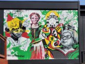 Street Art Revolution<br/>2023 - 2023<br/><span style= "font-size: 6pt">33.689798246960464, -84.44756508564025</span> Street Art Mural formerly in southwest Atlanta by Street Art Revolution featuring three faces