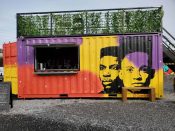 Quake<br/>2022 - 2023<br/><span style= "font-size: 6pt">33.759577351923944, -84.32873105081987</span> Street Art Mural formerly in Kirkwood Atlanta by Quake featuring two faces