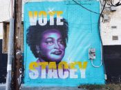 Dizzy<br/>2022 - 2023<br/><span style= "font-size: 6pt">33.75464669300484, -84.38034650306237</span> Street Art Mural formerly in Downtown Atlanta by Dizzy featuring Stacey Abrams