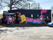 Jamal Sullivan<br/>2023 - 2024<br/><span style= "font-size: 6pt">33.7482308346239, -84.35117455546693</span> Street Art Mural formerly in Reynoldstown by Jamal Sullivan featuring anthropomorphic foodAtlanta