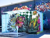 Lacey Longino<br/>2023 - 2025<br/><span style= "font-size: 6pt">33.730495492357505, -84.41925908680966</span> Street Art Mural formerly in West End Atlanta by Lacey Longino featuring flowers