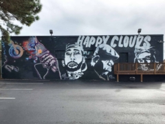 Enoch Waters<br/>2023 - 2026<br/><span style= "font-size: 6pt">33.7950267157339, -84.26358255720467</span> Street Art Mural formerly in Greater Valley Brook, Georgia by Enoch Waters featuring rappers