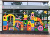 Teresa Abboud<br/>2023 - 2026<br/><span style= "font-size: 6pt">33.78969295990579, -84.38481631894469</span> Street Art Mural formerly in Midtown Atlanta by Teresa Abboud featuring a playground