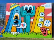 Greg Mike<br/>2023 - 2025<br/><span style= "font-size: 6pt">33.75243420311029, -84.36262851625737</span> Street Art Mural formerly in Cabbagetown Atlanta by Greg Mike featuring "ATL"