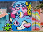 Oofster (Pierre Cerrato), Chris Alvarez, Doit Doit (Mario Daniel)<br/>2023 - 2024<br/><span style= "font-size: 6pt">33.75237757276133, -84.36284106309762</span> Street Art Mural formerly in Cabbagetown Atlanta by Oofster, Chris Alvarez, and Mario Daniel featuring three cartoon charracters