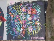 Reed Knauth<br/>2023 - 2025<br/><span style= "font-size: 6pt">33.750947363199465, -84.36783218397868</span> Street Art Mural formerly in Cabbagetown Atlanta by Reed Knauth featuring flowers