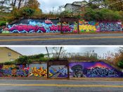 Atlanta Style Writers Jam 2023 (Various Artists)<br/>2023 - 2024<br/><span style= "font-size: 6pt">33.72827849788558, -84.36380974127731</span> Graffiti Pieces formerly on United Avenue in Grant Park painted for the Atlanta Style Writers Jam 2023