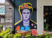 Erica Arndts<br/>2023 - 2025<br/><span style= "font-size: 6pt">33.81657851363158, -84.4479082319801</span> Street Art Mural formerly in Bolton Atlanta by Erica Arndts featuring Frida Kahlo