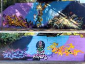Graffiti Pieces formerly under the BeltLine in English Avenue Atlanta by KAOS INC