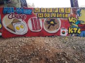 H Dawg<br/>2019 - 2020<br/><span style= "font-size: 6pt">33.811510240081496, -84.29320837723344</span> Street Art Mural formerly in Toco Hills Atlanta by H Dawg featuring a Waffle House theme