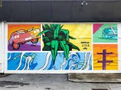 @sunsetlabz<br/>2024 - 2025<br/><span style= "font-size: 6pt">33.74644437092583, -84.36845976644744</span> Street Art Mural formerly in Grant Park Atlanta by @sunsetlabz featuring a composite of five scenes.