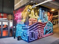 Street Art Mural in Old Fourth Ward Atlanta by Andaluz featuring "The Beltline."