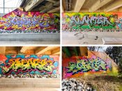 VAYNE, SLAWTER, GLARE, and DAZETN<br/>2024 - 2024<br/><span style= "font-size: 6pt">33.79528622541313, -84.37076850857689</span> Graffiti pieces formerly on the Atlanta Beltline in Ansley Park Atlanta by VAYNE, SLAWTER, GLARE, and DAZETN